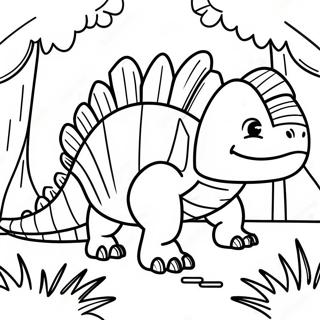 Pagina Para Colorir Do Dimetrodon Colorido Em Uma Floresta 69024-56896