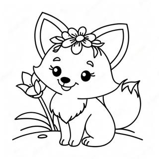 Pagina Para Colorir De Raposa Kawaii Fofa Com Flores 6905-5613