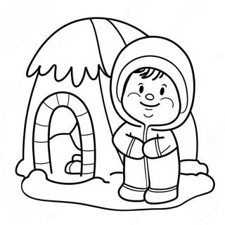 Pagina Para Colorir Do Esquimo Feliz Com Igloo 69464-57243