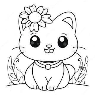 Pagina Para Colorir Da Charmmy Kitty Adoravel Com Flores 69884-57791