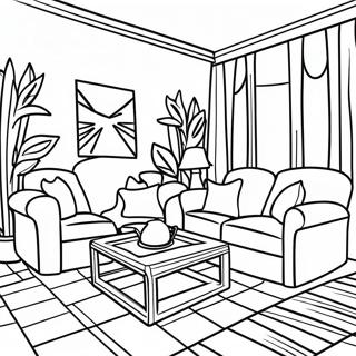 Pagina Para Colorir De Design De Interiores De Sala De Estar Aconchegante 6995-5685