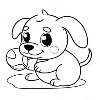 Pagina Para Colorir Do Cachorrinho Fofo Brincando Com A Bola 70073-57710