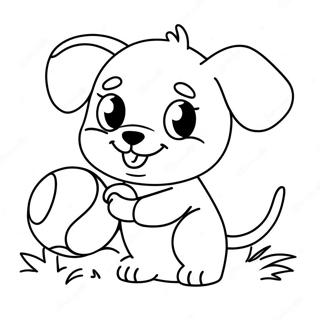 Pagina Para Colorir Do Cachorrinho Fofo Brincando Com A Bola 70073-57711