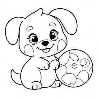 Pagina Para Colorir Do Cachorrinho Fofo Brincando Com A Bola 70073-57712