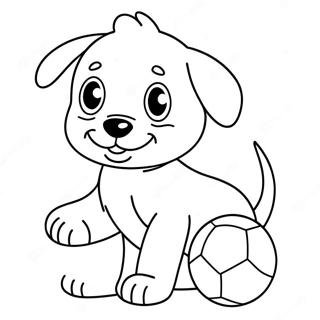 Pagina Para Colorir Do Cachorrinho Fofo Brincando Com A Bola 70073-57933