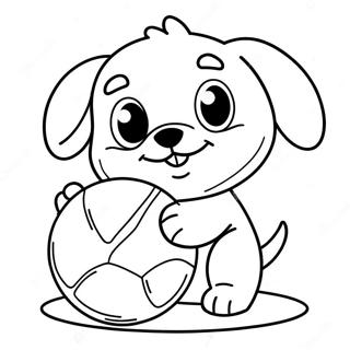 Pagina Para Colorir Do Cachorrinho Fofo Brincando Com A Bola 70073-57936