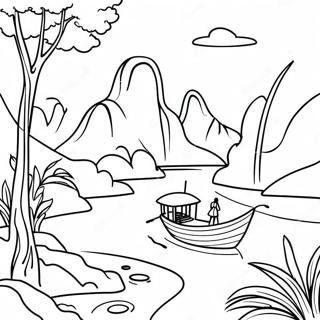 Pagina Para Colorir Da Paisagem Tradicional Vietnamita 70194-58041