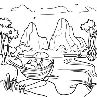 Pagina Para Colorir Da Paisagem Tradicional Vietnamita 70194-58044