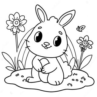 Pagina Para Colorir Do Bebe Coelho Adoravel Em Um Jardim De Flores 70404-58209