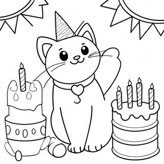 Pagina Para Colorir Festa De Aniversario Do Gato 70773-58502