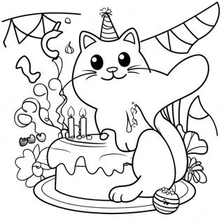 Pagina Para Colorir Festa De Aniversario Do Gato 70773-58503