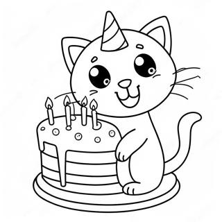 Pagina Para Colorir Gato Fofo Com Bolo De Aniversario 70774-58505