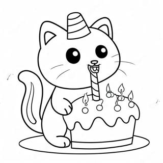 Pagina Para Colorir Gato Fofo Com Bolo De Aniversario 70774-58506