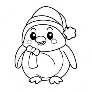 Pagina Para Colorir Pinguim De Natal Fofo Com Chapeu De Papai Noel 70824-58547