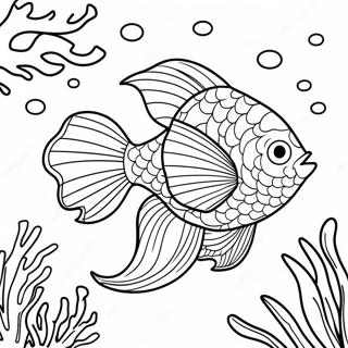 Pagina Para Colorir De Peixe Betta Nadando Em Recifes De Coral 71043-58720