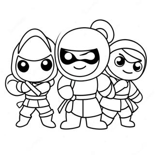 Pagina Para Colorir Do Fofo Ola Ninja Com Amigos 71114-58779