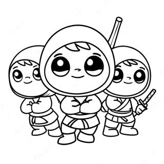 Pagina Para Colorir Do Fofo Ola Ninja Com Amigos 71114-58780