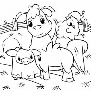 Pagina Para Colorir Animais De Fazenda Fofos Ao Redor Do Feno 71274-58907