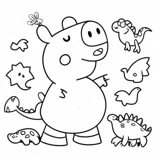 Pagina Para Colorir Da Peppa Pig Com Dinossauros Coloridos 71394-59003