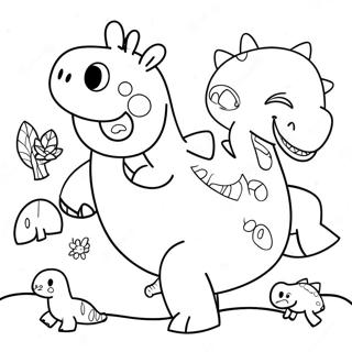 Pagina Para Colorir Da Peppa Pig Com Dinossauros Coloridos 71394-59004