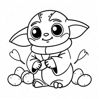 Pagina Para Colorir Baby Yoda Fofo Com Ovos De Pascoa 71724-59270