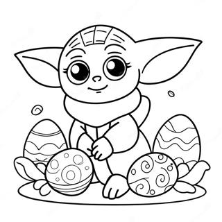 Pagina Para Colorir Baby Yoda Fofo Com Ovos De Pascoa 71724-59271