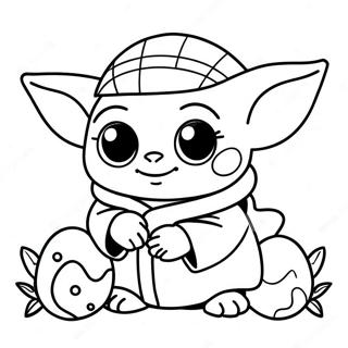 Pagina Para Colorir Baby Yoda Fofo Com Ovos De Pascoa 71724-59272