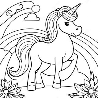 Pagina Para Colorir Do Cavalo Unicornio Magico Em Uma Paisagem Arco Iris 71864-59382