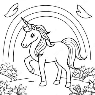 Pagina Para Colorir Do Cavalo Unicornio Magico Em Uma Paisagem Arco Iris 71864-59383