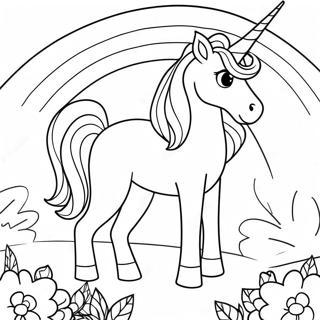 Pagina Para Colorir Do Cavalo Unicornio Magico Em Uma Paisagem Arco Iris 71864-59384