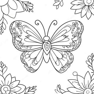 Pagina Para Colorir De Borboleta Coracao Colorida Com Flores 71894-59406