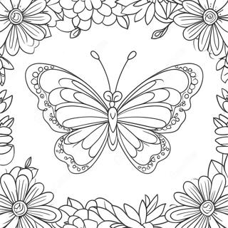 Pagina Para Colorir De Borboleta Coracao Colorida Com Flores 71894-59407