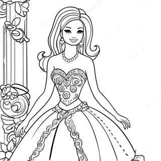 Pagina Para Colorir Da Barbie Em Um Vestido Brilhante 72285-59703