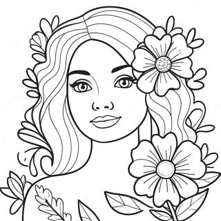 Pagina Para Colorir De Menina Realista Com Flores 73095-60348