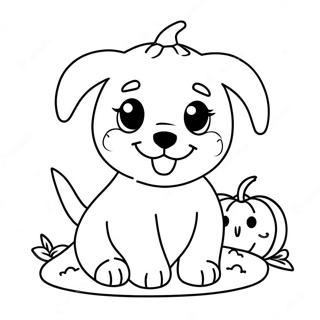 Pagina Para Colorir Do Cachorrinho Fofo De Halloween Com Abobora 7325-5957