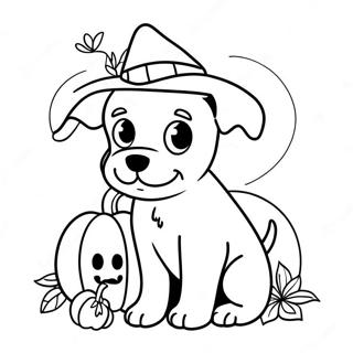 Pagina Para Colorir Do Cachorrinho Fofo De Halloween Com Abobora 7325-5958