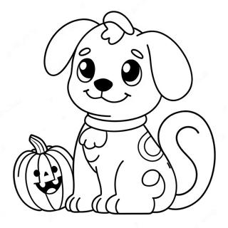 Pagina Para Colorir Do Cachorrinho Fofo De Halloween Com Abobora 7325-5959