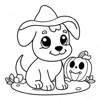 Pagina Para Colorir Do Cachorrinho Fofo De Halloween Com Abobora 7325-5960