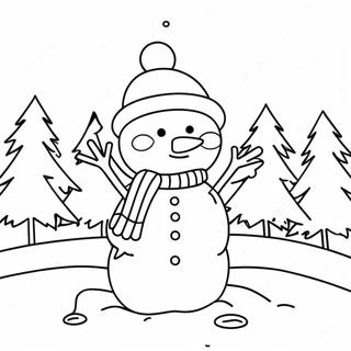 Pagina Para Colorir De Boneco De Neve Fofo Em Um Dia Neve 73265-60486