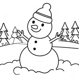 Pagina Para Colorir De Boneco De Neve Fofo Em Um Dia Neve 73265-60487