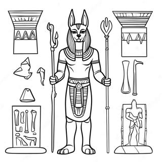 Anubis Com Artefatos Egipcios Pagina Para Colorir 74016-61113