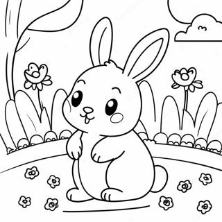 Pagina Para Colorir De Coelho Fofo Em Um Jardim 7425-6037