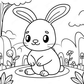 Pagina Para Colorir De Coelho Fofo Em Um Jardim 7425-6038