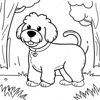 Pagina Para Colorir Goldendoodle Fofo Brincando No Parque 7935-6445