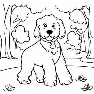 Pagina Para Colorir Goldendoodle Fofo Brincando No Parque 7935-6446