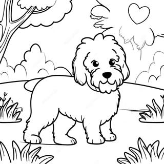 Pagina Para Colorir Goldendoodle Fofo Brincando No Parque 7935-6447