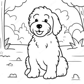 Pagina Para Colorir Goldendoodle Fofo Brincando No Parque 7935-6448