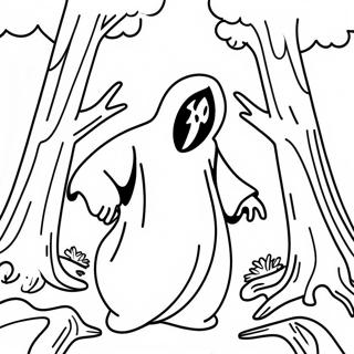 Pagina Para Colorir Do Ghostface Em Uma Floresta Assustadora 802-641