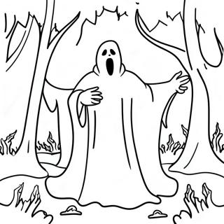 Pagina Para Colorir Do Ghostface Em Uma Floresta Assustadora 802-642