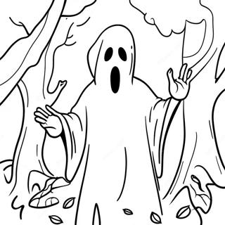 Pagina Para Colorir Do Ghostface Em Uma Floresta Assustadora 802-643